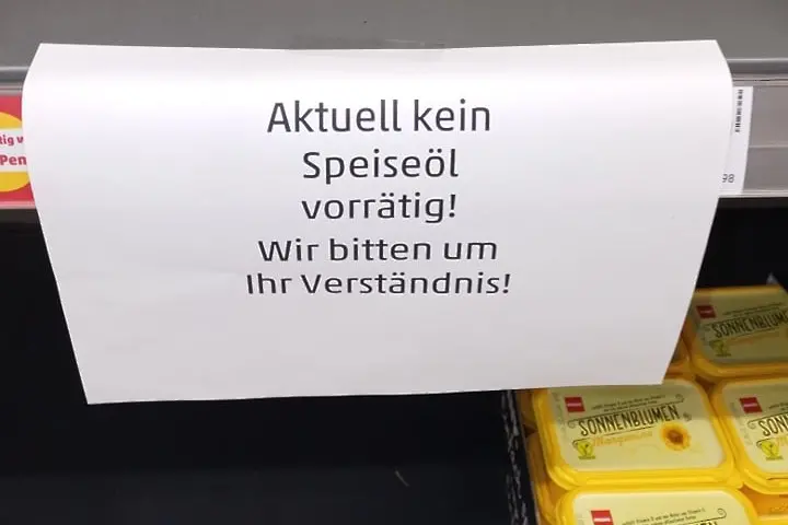 Германия: няма олио. Очакват се проблеми с маслото, месото, зеленчуците в Европа