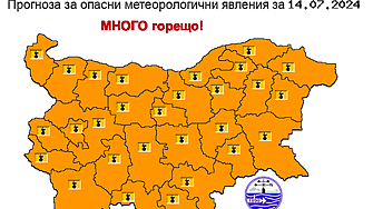 Оранжев код за много горещо време в цяла България